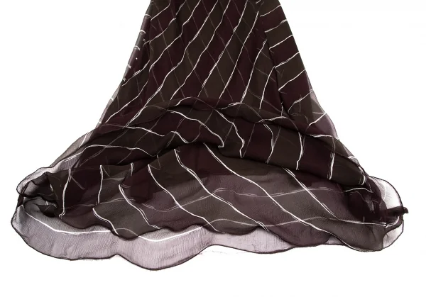 プラダPRADA シルクシースルーボーダーキャミワンピース 茶紫42 K-128539_007