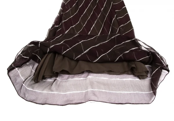 プラダPRADA シルクシースルーボーダーキャミワンピース 茶紫42 K-128539_008