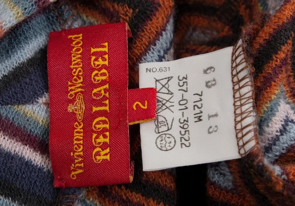 ヴィヴィアンウエストウッド レッドレーベルVivienne Westwood Red Label カラーボーダー切替Vネックニット マルチ2 K-128617_011