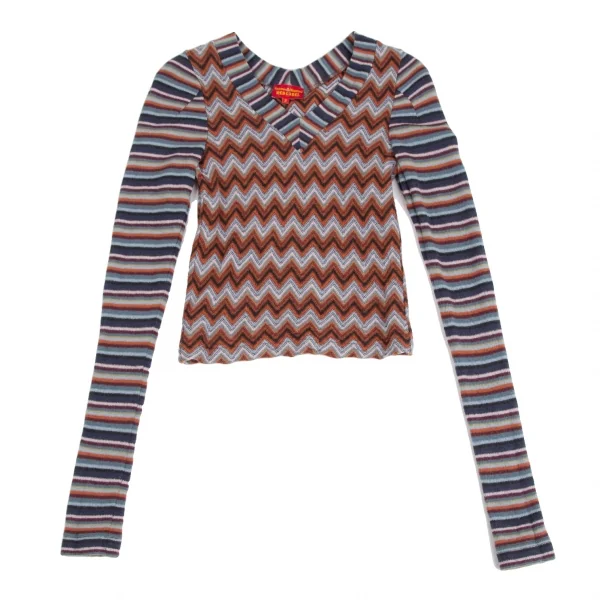 ヴィヴィアンウエストウッド レッドレーベルVivienne Westwood Red Label カラーボーダー切替Vネックニット マルチ2 K-128617_002