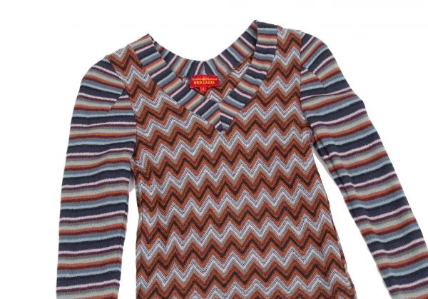 ヴィヴィアンウエストウッド レッドレーベルVivienne Westwood Red Label カラーボーダー切替Vネックニット マルチ2 K-128617_003