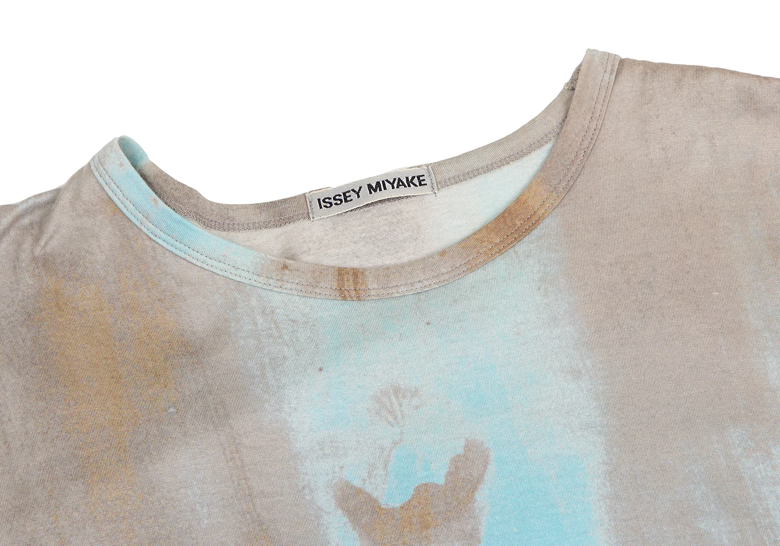 90s ISSEY MIYAKE 滲みプリント ロングTシャツ ブラウン ロンt