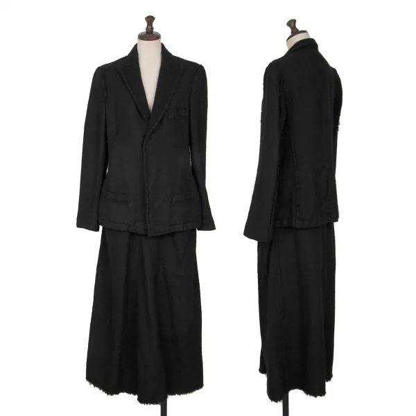 Y's Wool Fulling Herringbone Jacket & Skirt Black 4・2 K-128660_001