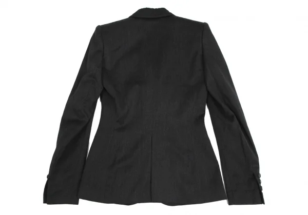 アレキサンダーマックイーンAlexander McQUEEN ウール裏ロゴデザインピークドラペルジャケット チャコール38 K-128670_014