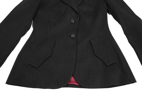 アレキサンダーマックイーンAlexander McQUEEN ウール裏ロゴデザインピークドラペルジャケット チャコール38 K-128670_007