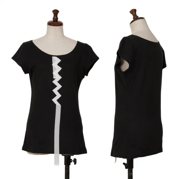 イッセイミヤケISSEY MIYAKE テーピングフレンチスリーブTシャツ 黒2 K-128709_001