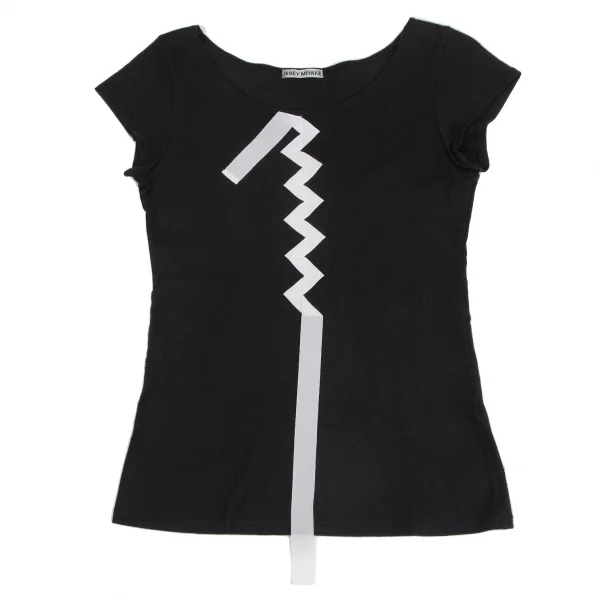 イッセイミヤケISSEY MIYAKE テーピングフレンチスリーブTシャツ 黒2 K-128709_002