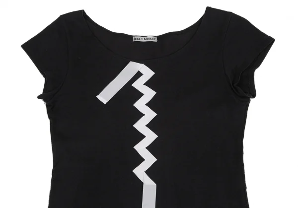 イッセイミヤケISSEY MIYAKE テーピングフレンチスリーブTシャツ 黒2 K-128709_003