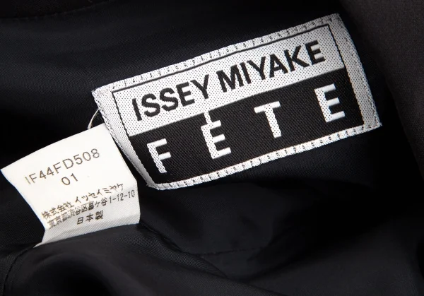 イッセイミヤケ フェットISSEY MIYAKE FETE ウールカッタウェイジャケット 黒1 K-128718_019