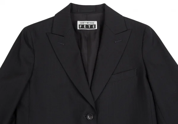 イッセイミヤケ フェットISSEY MIYAKE FETE シャドーストライプウールジャケット 紺1 K-128721_003