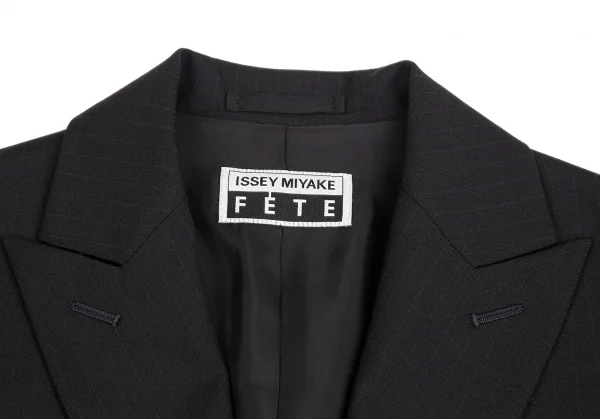 イッセイミヤケ フェットISSEY MIYAKE FETE シャドーストライプウールジャケット 紺1 K-128721_004