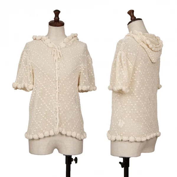 ワンダフルワールド カネコイサオWONDERFUL WORLD KANEKO ISAO コットンフーディーニットトップス アイボリーM位 K-128755_001