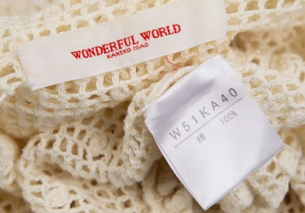 ワンダフルワールド カネコイサオWONDERFUL WORLD KANEKO ISAO コットンフーディーニットトップス アイボリーM位 K-128755_015