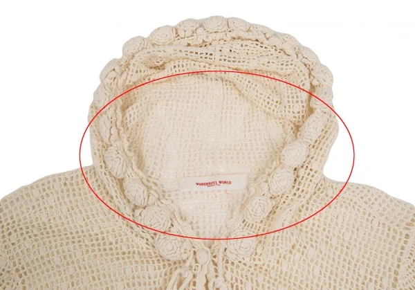 ワンダフルワールド カネコイサオWONDERFUL WORLD KANEKO ISAO コットンフーディーニットトップス アイボリーM位 K-128755_004