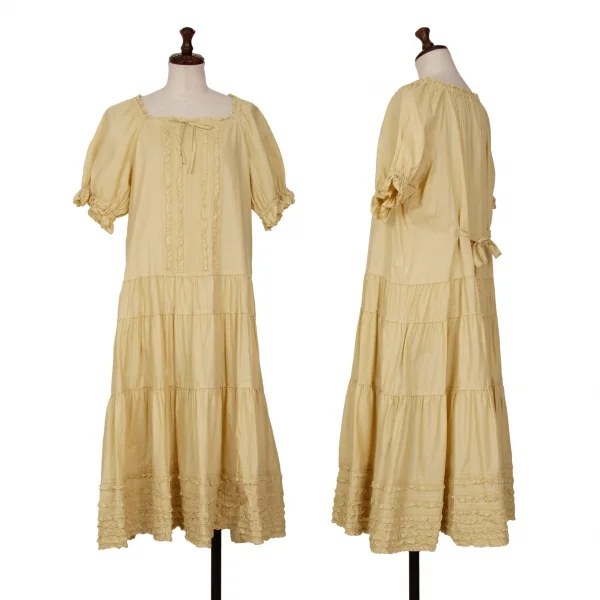 ピンクハウスPINK HOUSE コットンフリルワンピース 黄色L位 (K-128763)