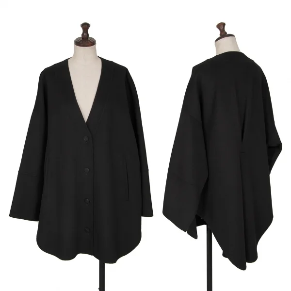 ル フィルLE PHIL ピュアカシミヤノーカラージャケット 黒F K-128802_001