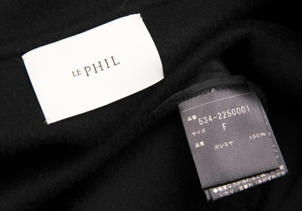 ル フィルLE PHIL ピュアカシミヤノーカラージャケット 黒F K-128802_014