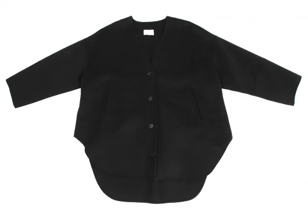 ル フィルLE PHIL ピュアカシミヤノーカラージャケット 黒F K-128802_002