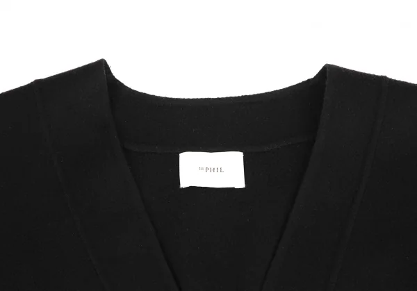 ル フィルLE PHIL ピュアカシミヤノーカラージャケット 黒F K-128802_004