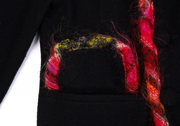 トリココムデギャルソンtricot COMME des GARCONSカラフルニットパイピングウールダブルジャケット 黒M K-128819_010