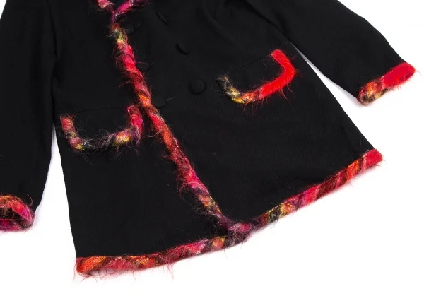 トリココムデギャルソンtricot COMME des GARCONSカラフルニットパイピングウールダブルジャケット 黒M K-128819_011