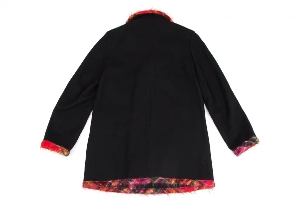 トリココムデギャルソンtricot COMME des GARCONSカラフルニットパイピングウールダブルジャケット 黒M K-128819_014