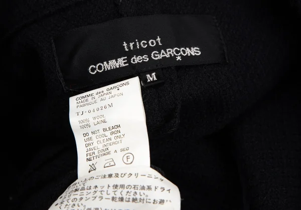トリココムデギャルソンtricot COMME des GARCONSカラフルニットパイピングウールダブルジャケット 黒M K-128819_016