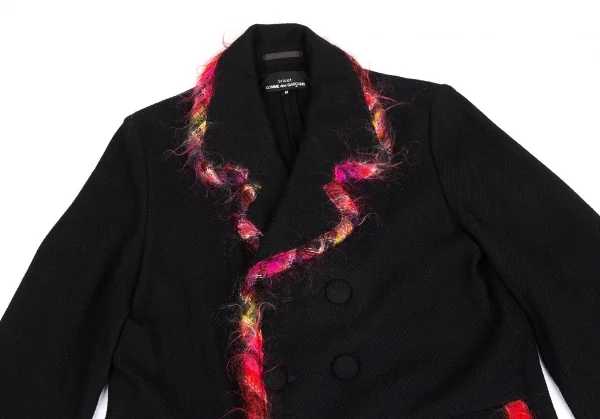 トリココムデギャルソンtricot COMME des GARCONSカラフルニットパイピングウールダブルジャケット 黒M K-128819_003