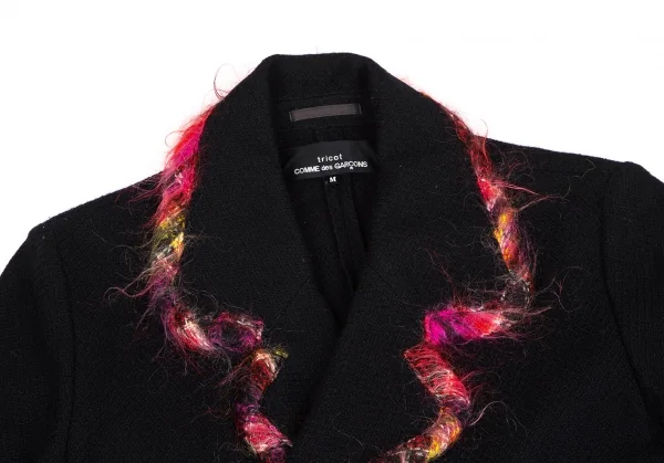 トリココムデギャルソンtricot COMME des GARCONSカラフルニットパイピングウールダブルジャケット 黒M K-128819_004