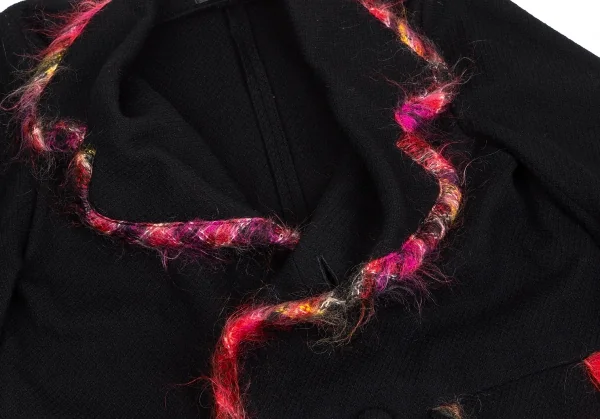 トリココムデギャルソンtricot COMME des GARCONSカラフルニットパイピングウールダブルジャケット 黒M K-128819_005