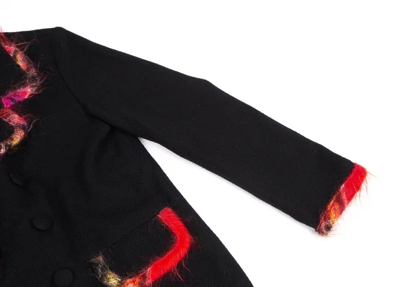 トリココムデギャルソンtricot COMME des GARCONSカラフルニットパイピングウールダブルジャケット 黒M K-128819_007