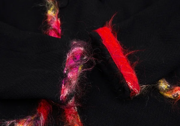 トリココムデギャルソンtricot COMME des GARCONSカラフルニットパイピングウールダブルジャケット 黒M K-128819_008