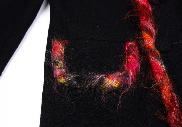 トリココムデギャルソンtricot COMME des GARCONSカラフルニットパイピングウールダブルジャケット 黒M K-128819_009