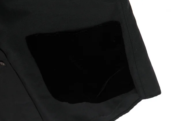 ローブドシャンブル コムデギャルソンrobe de chambre COMME des GARCONS ベロアポケットウールノースリーブブラウス 黒M位 K-128821_010