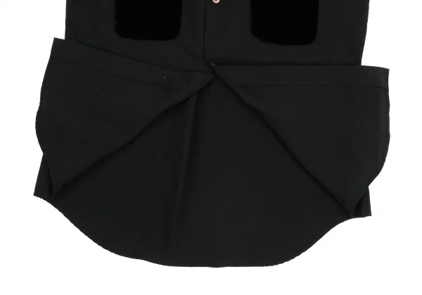 ローブドシャンブル コムデギャルソンrobe de chambre COMME des GARCONS ベロアポケットウールノースリーブブラウス 黒M位 K-128821_011