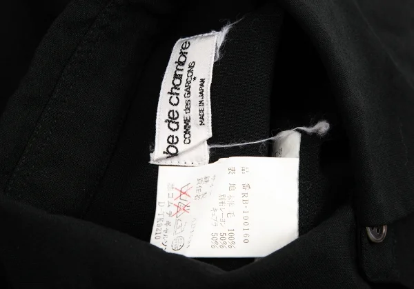 ローブドシャンブル コムデギャルソンrobe de chambre COMME des GARCONS ベロアポケットウールノースリーブブラウス 黒M位 K-128821_015