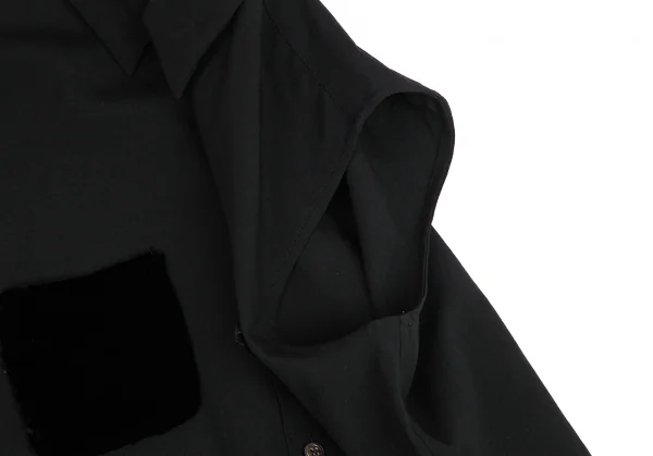 ローブドシャンブル コムデギャルソンrobe de chambre COMME des GARCONS ベロアポケットウールノースリーブブラウス 黒M位 K-128821_007