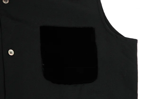 ローブドシャンブル コムデギャルソンrobe de chambre COMME des GARCONS ベロアポケットウールノースリーブブラウス 黒M位 K-128821_008