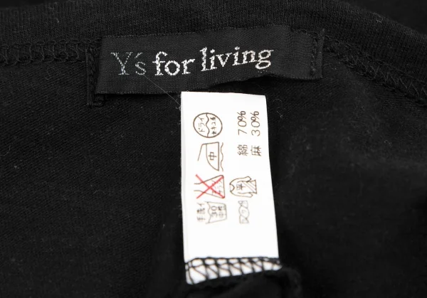 ワイズフォーリビングY's for living リネン混パネル切替Tシャツ 黒M位 K-128843_011
