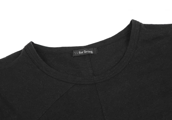 ワイズフォーリビングY's for living リネン混パネル切替Tシャツ 黒M位 K-128843_003