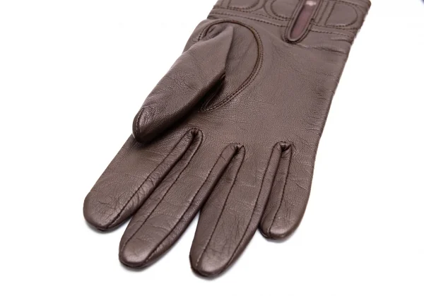 クリスチャンディオールChristian Dior ロゴレザーグローブ 茶18 K-128863_004