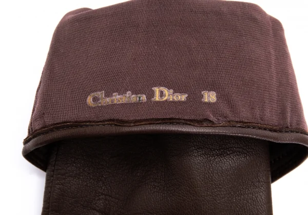 クリスチャンディオールChristian Dior ロゴレザーグローブ 茶18 K-128863_007
