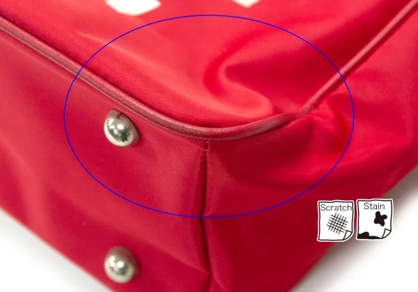 コムコム コムデギャルソンCOMME des GARCONS ロゴプリントチェーンハンドルバッグ 赤白 K-128870_010