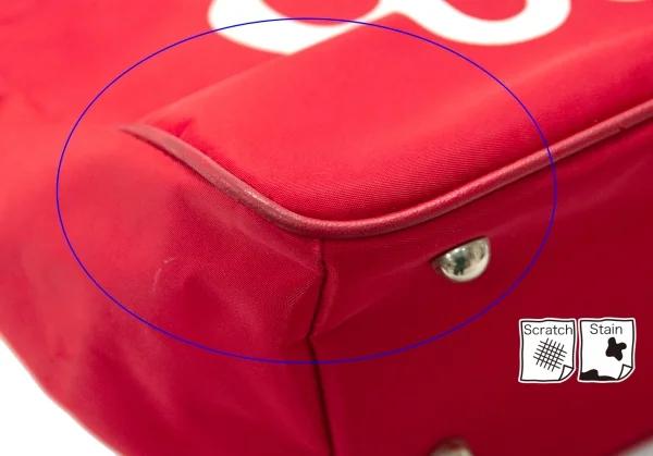 コムコム コムデギャルソンCOMME des GARCONS ロゴプリントチェーンハンドルバッグ 赤白 K-128870_011