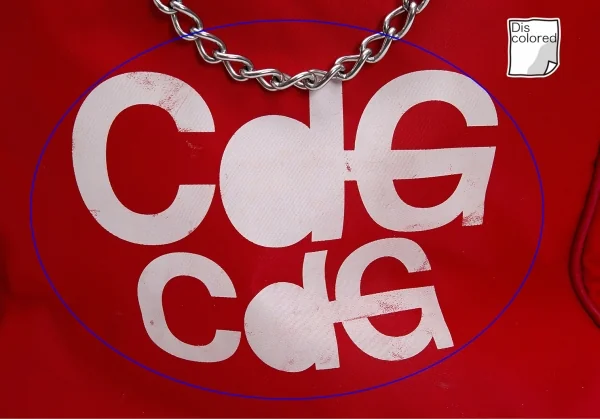 コムコム コムデギャルソンCOMME des GARCONS ロゴプリントチェーンハンドルバッグ 赤白 K-128870_013