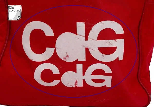 コムコム コムデギャルソンCOMME des GARCONS ロゴプリントチェーンハンドルバッグ 赤白 K-128870_014