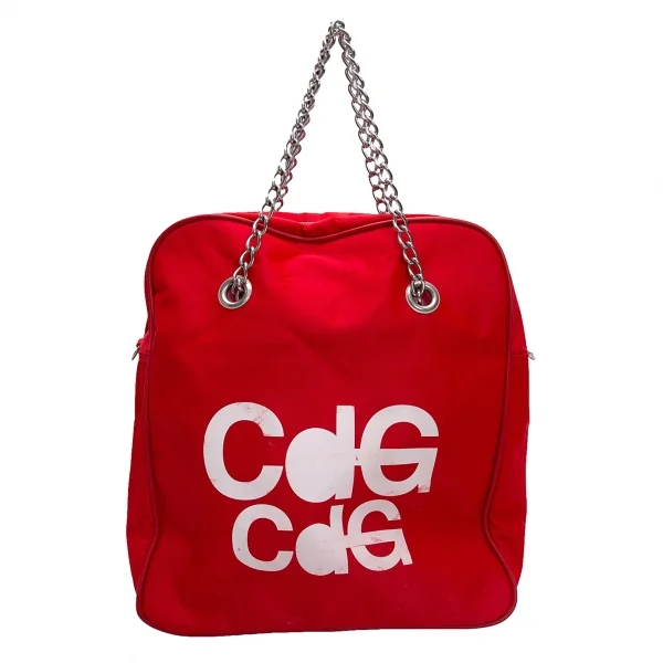 コムコム コムデギャルソンCOMME des GARCONS ロゴプリントチェーンハンドルバッグ 赤白 K-128870_016
