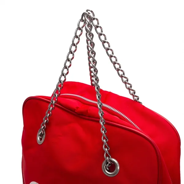 コムコム コムデギャルソンCOMME des GARCONS ロゴプリントチェーンハンドルバッグ 赤白 K-128870_017