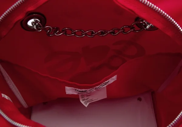 コムコム コムデギャルソンCOMME des GARCONS ロゴプリントチェーンハンドルバッグ 赤白 K-128870_019