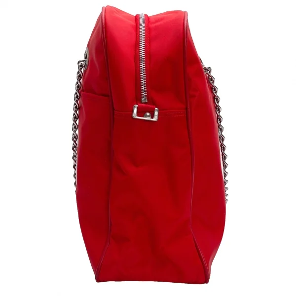 コムコム コムデギャルソンCOMME des GARCONS ロゴプリントチェーンハンドルバッグ 赤白 K-128870_003